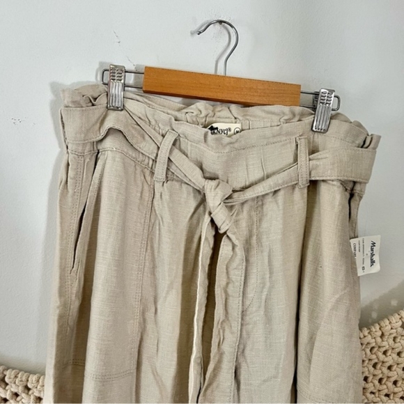 NWT BlankNYC Cream Tan Rayon Linen Paperbag Waist Wide Leg Pants. - Picture 5 of 10